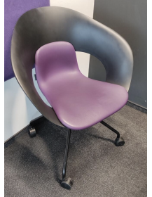 Used DELI chair by Skandiform, black and purple, on wheels