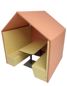 Used acoustic sound‑absorbing booth – large pod with table and two sofas