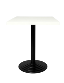 Used Small Square Table 50×50 cm, White Top, Black Base