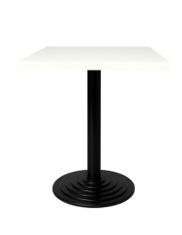 Used Small Square Table 50×50 cm, White Top, Black Base