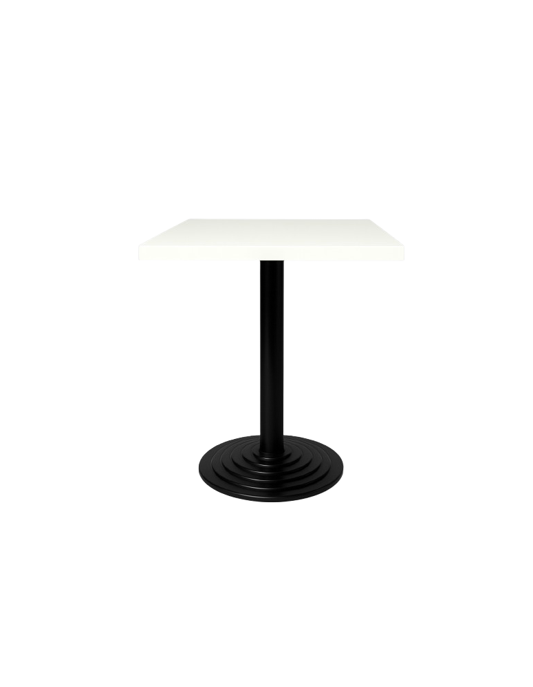 Used Small Square Table 50×50 cm, White Top, Black Base
