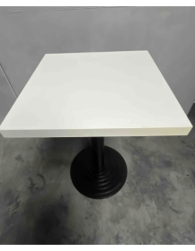 Used Small Square Table 50×50 cm, White Top, Black Base