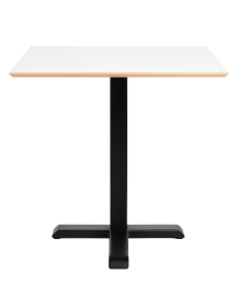 Used White Square Table, Electrically Adjustable Height, Black Leg