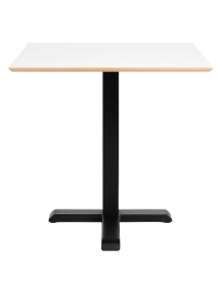 Used White Square Table, Electrically Adjustable Height, Black Leg