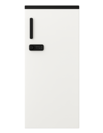Used narrow lockable cabinet with shelves, practical for office or home
