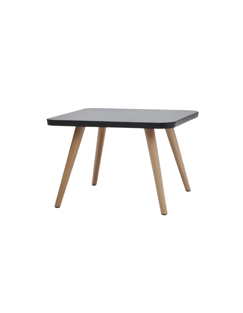 Used Square Coffee Table with Wooden Legs – Grey Top