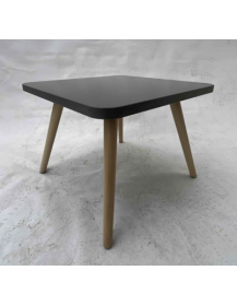 Used Square Coffee Table with Wooden Legs – Grey Top