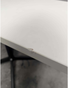 Used White Rectangular Table with Black Metal Leg – 110×55×75 cm