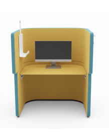 Used Acoustic Booth with Desk – 93×118×140 cm, Blue-Yellow