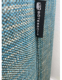 Used Large Götessons Pouf with Backrest – Upholstered, Blue-Turquoise