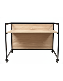 Used Loft Desk on Wheels, Metal Frame, Wood-Look Top