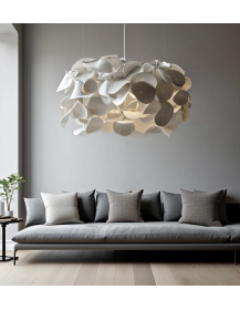 Used Wooden Lamp with Felt Lampshade, Large, Designer, 130×90 cm