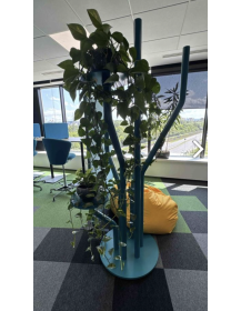 Used metal flower stand, large, turquoise, height 220 cm