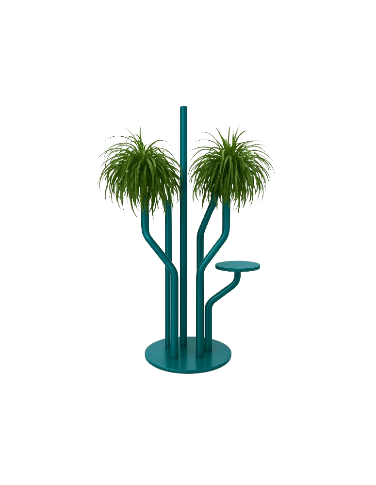 Used metal flower stand, large, turquoise, height 220 cm