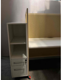 Used High Mobile Desk 180 × 63 cm with Side Cabinet and Drawers – Yellow-Green