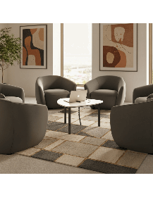 Used Egg-Shaped Coffee Table with Socket – Light Gray Top