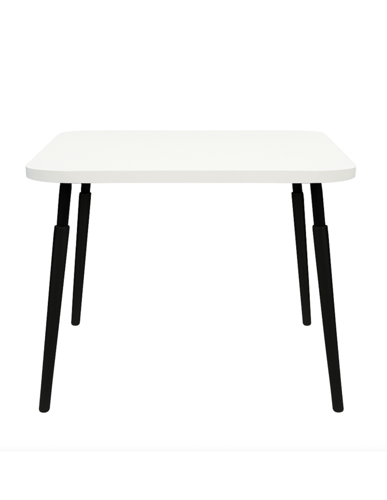 Used Square Table 80 × 80 cm – White Top, Black Slim Legs