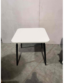 Used Square Table 80 × 80 cm – White Top, Black Slim Legs