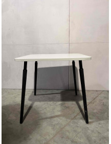 Used Square Table 80 × 80 cm – White Top, Black Slim Legs
