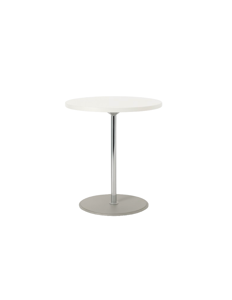 Used Small Round Table Ø 60 cm – White Top, Silver Stable Leg