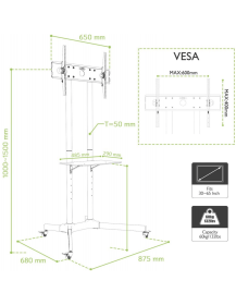Used Techly ICA-TR6 TV Trolley – Mobile TV Stand with AV Shelf