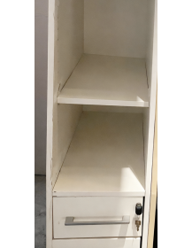 Used High Mobile Desk 180 × 63 cm with Side Cabinet and Drawers – Yellow-Green