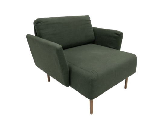 Używany fotel głęboki Muse NOTI szary/grafitowy, drewniane nogi