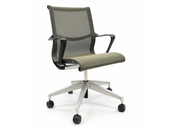 Używane krzesło biurowe / konferencyjne Setu Herman Miller oliwkowe