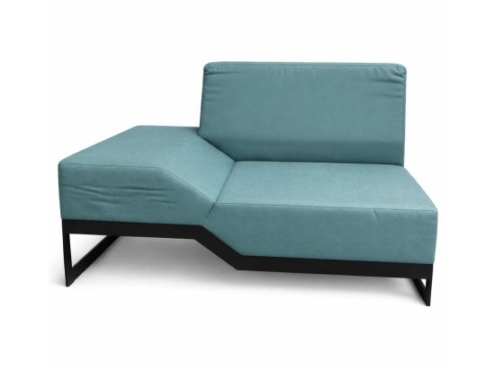 Używana sofa Belong Vank  lewa, turkusowa, czarne metalowe nogi