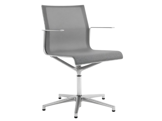 Używane krzesło konferencyjne ICF szare, siateczkowe, obrotowe, chromowana podstawa