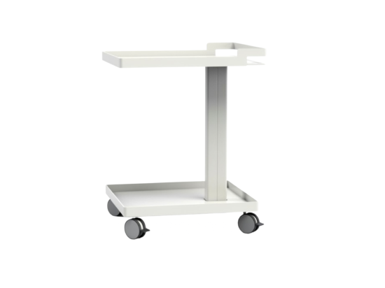 Używana tacka na kółkach biały barek metalowy