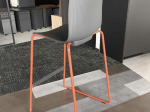Używany hoker barowy Cavatino Steelcase szare siedzisko pomarańczowe nogi 75 cm