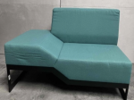 Używana sofa Belong Vank  lewa, turkusowa, czarne metalowe nogi