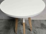Używany stół barowy SPIN Wood Bejot biały blat, Ø 60 cm, wys. 110 cm