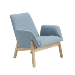 Używany fotel wypoczynkowy Noti Manta niebieski, drewniane nogi