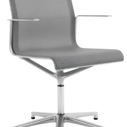 Używane krzesło konferencyjne ICF szare, siateczkowe, obrotowe, chromowana podstawa