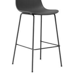 Używany hoker kuchenny czarny plastikowe oparcie metalowe nogi 67 cm