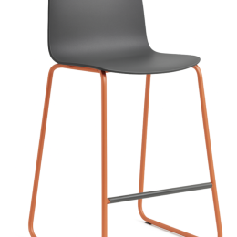 Używany hoker barowy Cavatino Steelcase szare siedzisko pomarańczowe nogi 75 cm