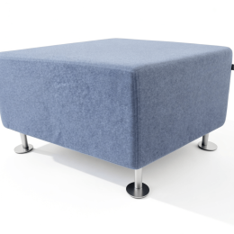 Używana pufa Penta Bejot – niebieska, nieregularny kształt, do miejsc publicznych