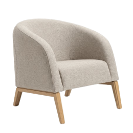 Używany fotel tapicerowany NOTI MULA beżowy, drewniane nogi