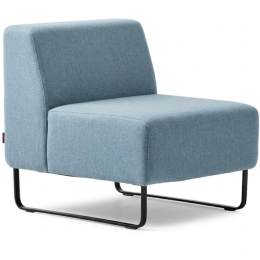 Używany fotel Riverbend Haworth niebieski, tapicerowany, czarne płozy