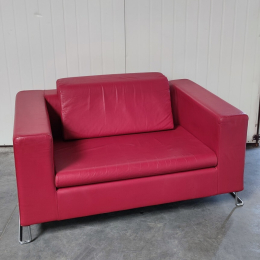 Sofa skórzana czerwona Perobell 140x96x67